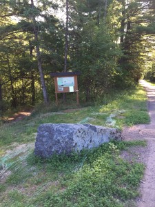 The trailhead at the top of Congdon Park Trail, at the intersection of St. Marie St and Vermilion Rd.